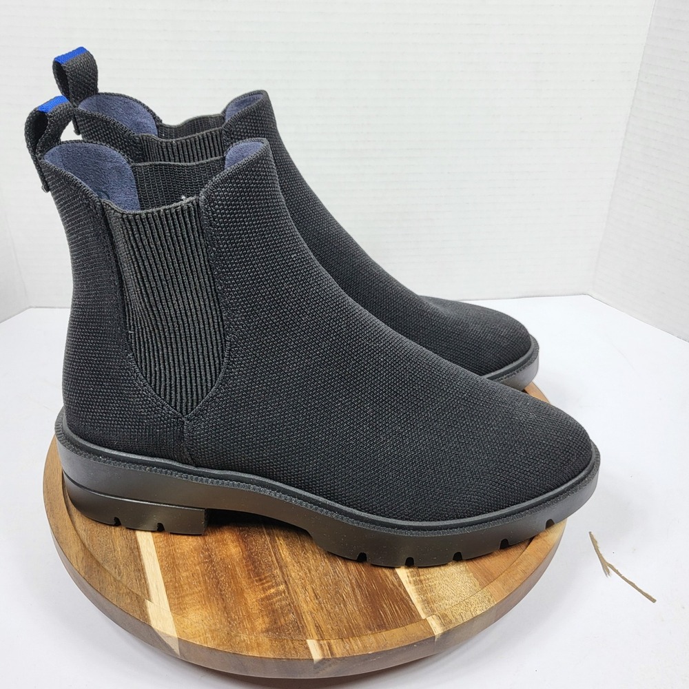 Rothy's The Lug Boot Women 8 Black Excellent Sustainable Knit Chelsea Ankle Boot - Picture 2 of 12